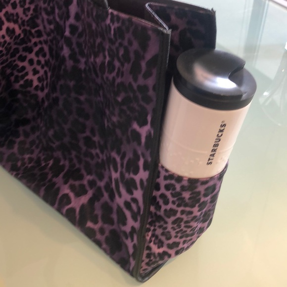 Neiman Marcus purple leopard tote with pockets NEW - Picture 5 of 7